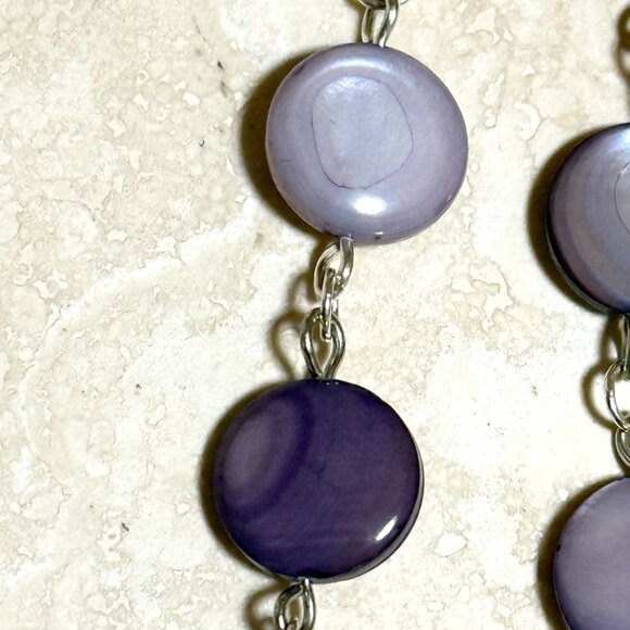 Purple Mother of Pearl Beaded Short Necklace + Cat on the Moon Pendant - Picture 10 of 13
